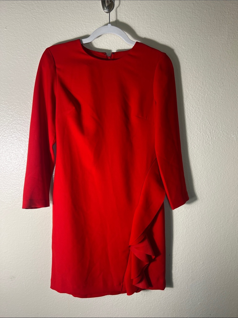 Banana Republic Red Long-Sleeve Ruffle Shift mini Dress size 0